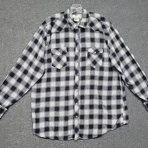 Wrangler Mens Western Checked Shirt Size 3X? Tall Pearl Snap Long Sleeve Checked